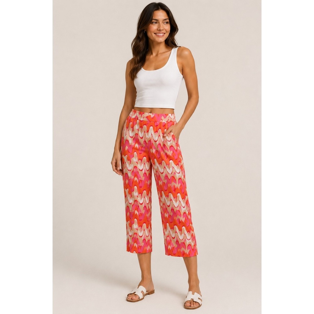 Jude Connally Trixie Cropped Pants Size Large Multicolor Geometric Abstract